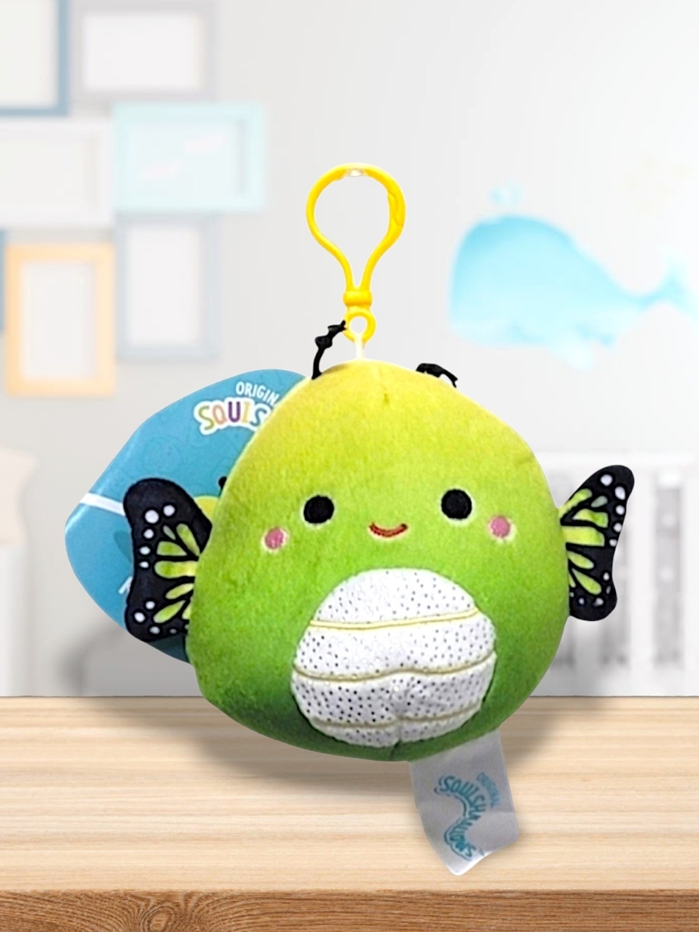 Squishmallows Kirsty Butterfly Bag Clip Keychain Green Gradient